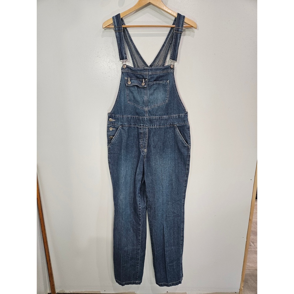 New York & Company Womens Denim Overalls 90s Y2K Straight Leg Size 12 Cotton
